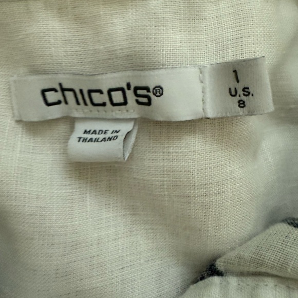 womens white linen top white palm leaf sleeve Lagenlook size 6 artsy tropical - Picture 3 of 6